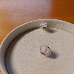 CHARM Chamilia Light Pink & White Flower Murano Glass Charm